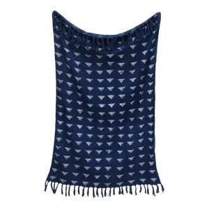 Contemporary Cotton Handwoven Block Printed Throw Blanket