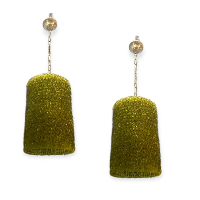Vintage Olive Green Murano Glass Flower Pendant Lights, 1980s, Set of 2 For Sale - Image 12 of 12