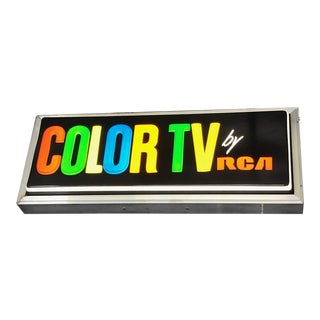 Vintage Color Tv by Rca Large Double Sided Light Up Sign For Sale