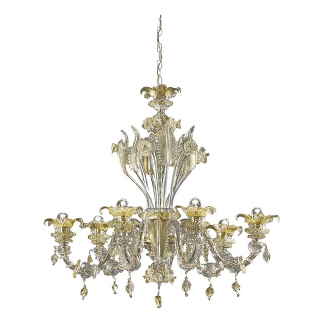 Venetian Cà Rezzonico Floral Gold Murano Style Glass Chandelier From Simoeng For Sale - Image 6 of 7