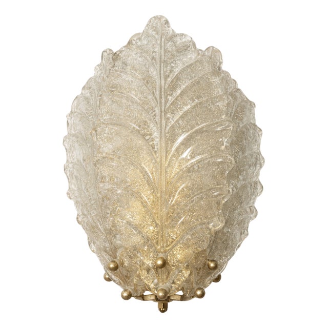 Vintage Murano Leaf Wall Sconces, 1970s, Set of 2 For Sale