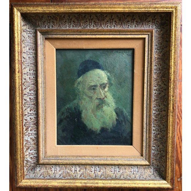 Vintage Oil Portrait of a Rabbi C.1920s For Sale In San Francisco - Image 6 of 6