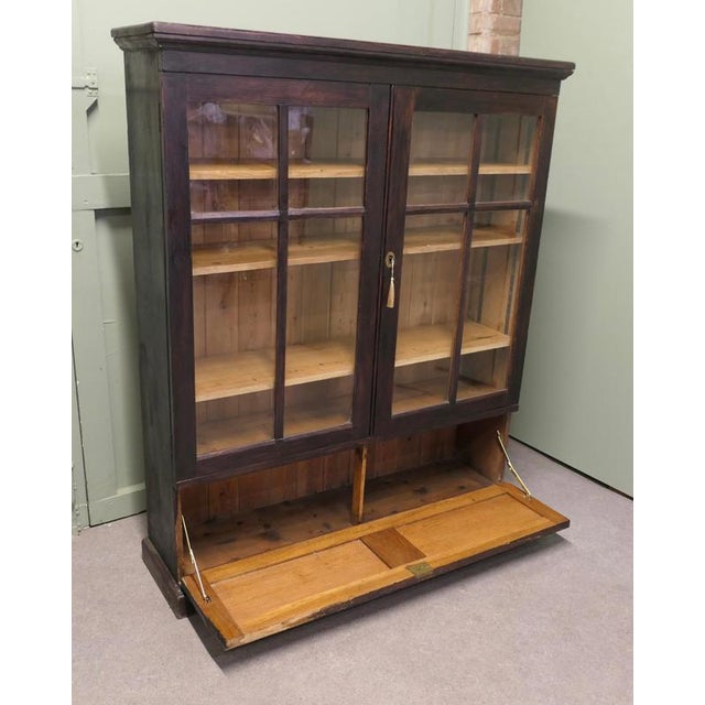 Glazed Bookcase in Oak For Sale - Image 6 of 8