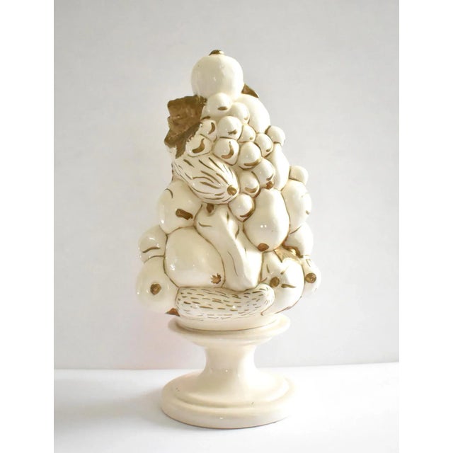 Mid-Century Italian Majolica White & Gold Topiary Centerpiece For Sale - Image 4 of 11