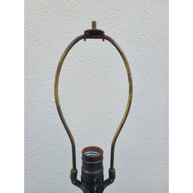 Vintage Japanese Champleve Bird and Flower Motif Two Handled Urn Style Table Lamp For Sale - Image 12 of 12