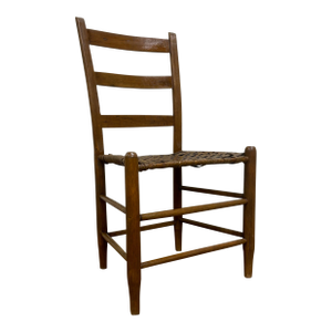 Antique Shaker Style Maple Spindle Back Ladder Back Woven Rush Seat Chair