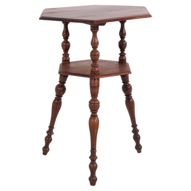 Gold Mahogany Plant Stand with Shelf, 1920s For Sale - Image 8 of 8