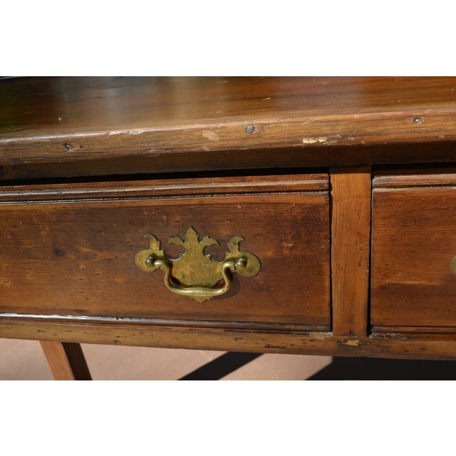 Wood Antique English Pine Sideboard / Console Table W/ 2 Drawers & Removable Open Plate Rack For Sale - Image 7 of 18