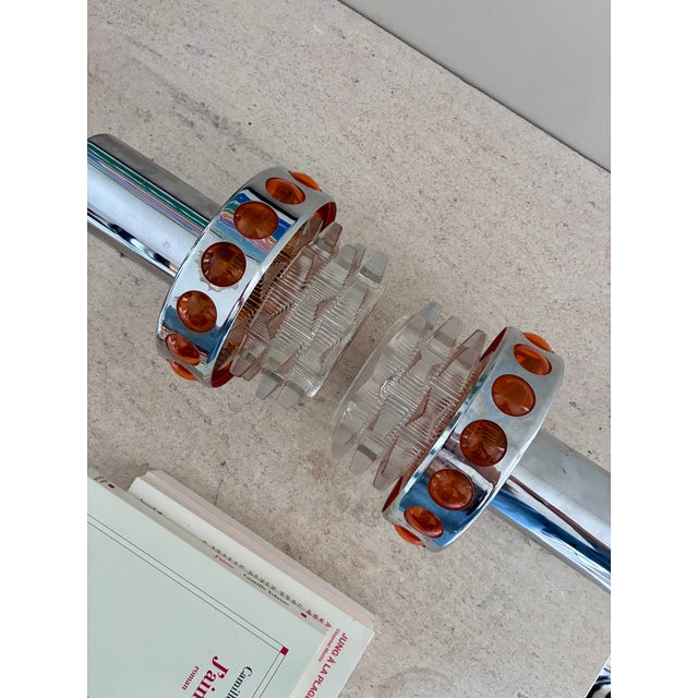 Turbines Wall Lights in Metal and Glass, 1970s, Set of 2 For Sale - Image 4 of 6