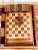 Mid 20th Century Vintage Mid-Century Inlaid Wood & Brass Tabletop Game Set Backgammon, Chess, Dominoes, Dice , Made in England For Sale - Image 5 of 17