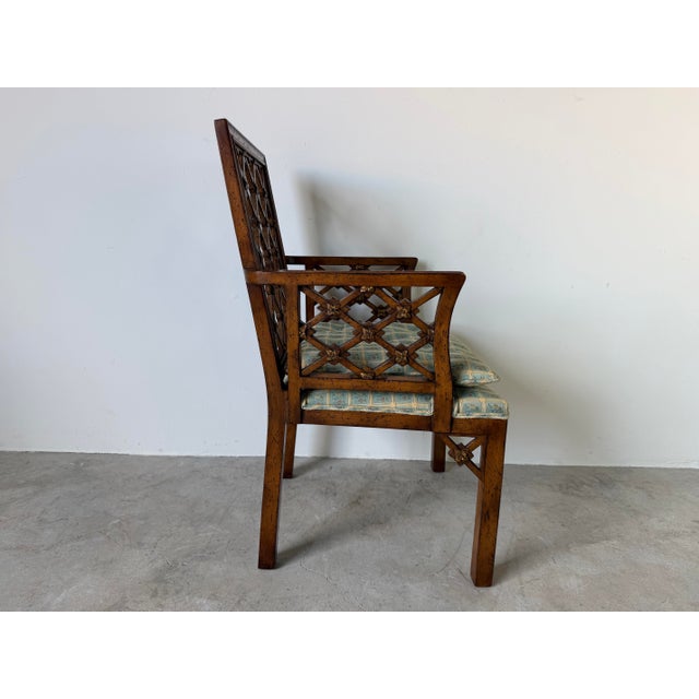Vintage Chinese Chippendale Style Open Lattice Armchair For Sale - Image 4 of 12