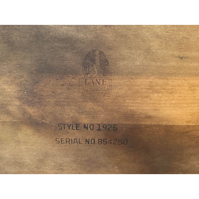 Wood 1958 Pair of Lane Walnut End or Side Tables With Inlaid Tops Mid-Century Modern Pair #1925 For Sale - Image 7 of 8