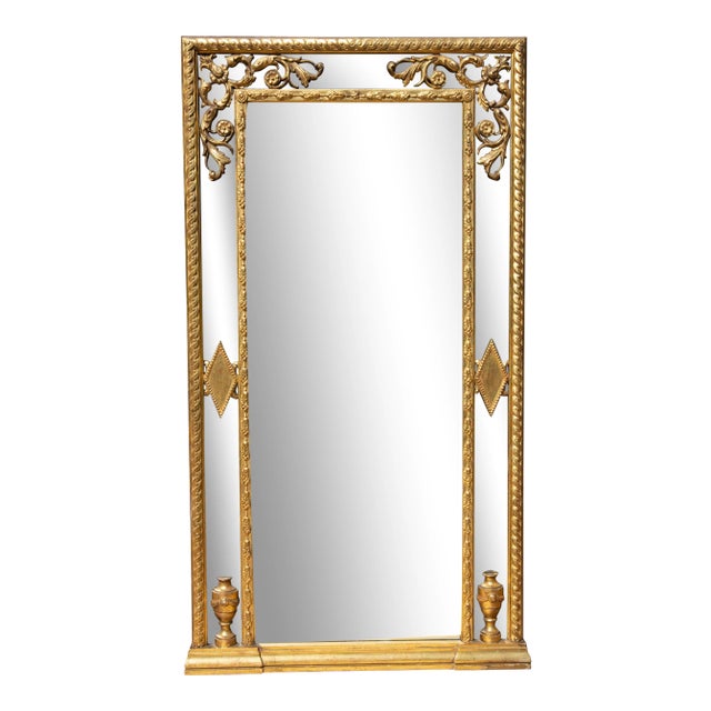 Antique Italian Carved and Gilt Tall Console Mirror For Sale