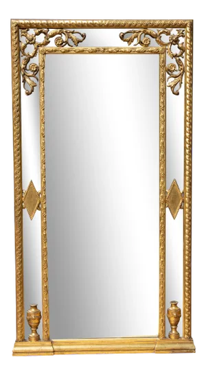 Antique Italian Carved and Gilt Tall Console Mirror
