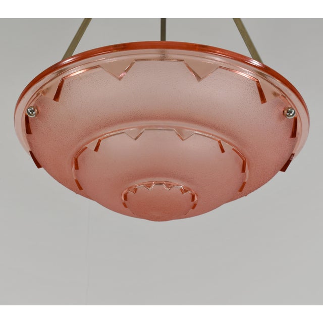 Ezan French Art Deco Pendant Light by Jean Gauthier Ejg Ezan 1930s France For Sale - Image 4 of 12