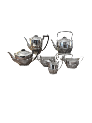 Edwardian Silver-Plated Tea Service, 1900s, Set of 6