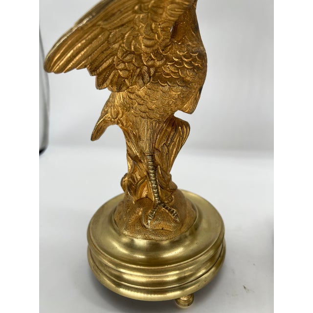 Pair, French Empire Gilt Bronze Crane Motif Candlesticks Circa 1815 For Sale - Image 10 of 12