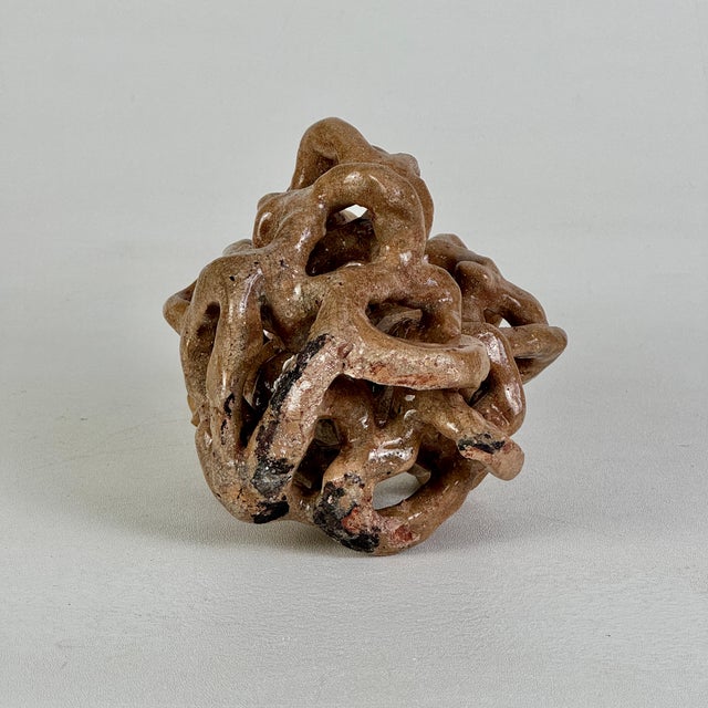 Brown Vintage Studio Pottery Sculpture of Interwoven Deep-Sea Like Plant Form For Sale - Image 8 of 8