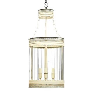 French Ivory Metal Lantern For Sale