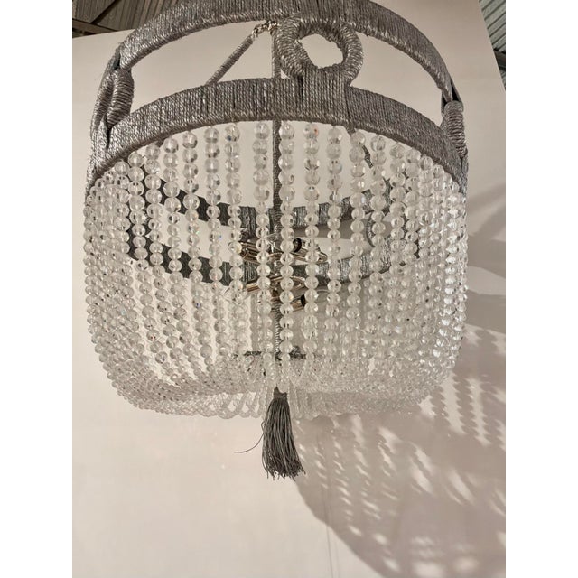 Stylish Ro Sham Beaux Silver Frankie Malibu Pendant. Silver Rope wraped drum shape, with beaded crystals. Decorative rope...