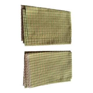 1990s Woven Fabric With a Green Background, Red, Yellow and Green Stripes - 2 Pieces of 2 Yards Each For Sale