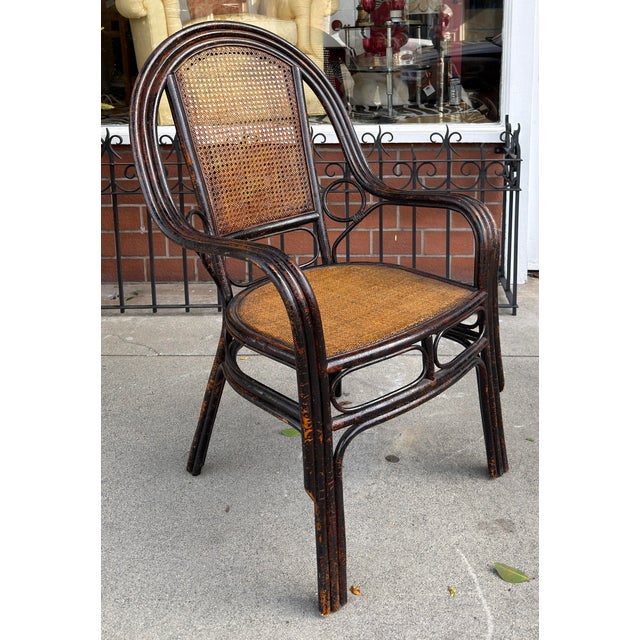 Chinese Antique Chinese Bamboo Wicker Armchairs - 1 of 2 For Sale - Image 3 of 6