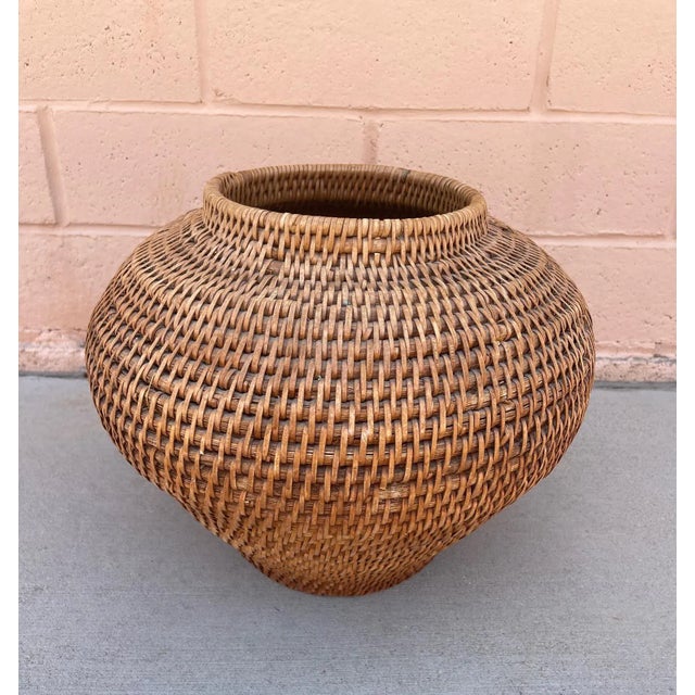 Mid 20th Century Woven Rattan Snake Charmer Basket/Vase For Sale - Image 5 of 5