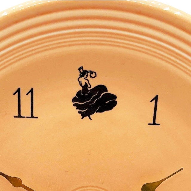 1950s Pink "Apricot" Fiestaware Ceramic Plate Wall Clock by Homer Laughlin For Sale - Image 4 of 8