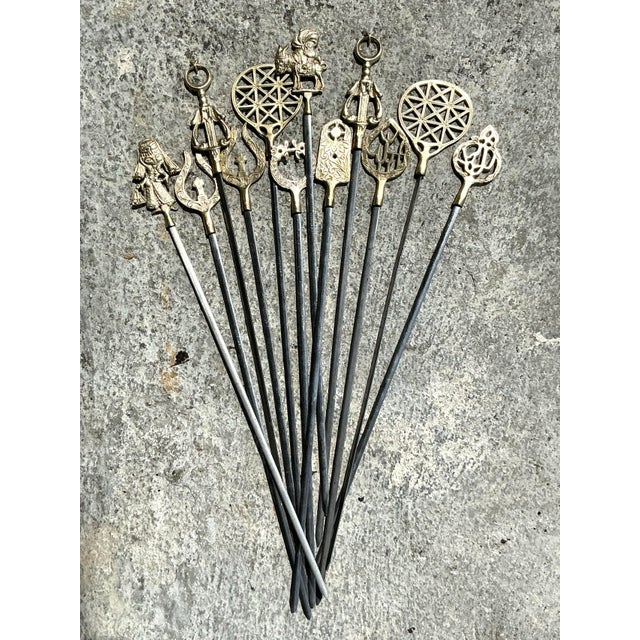 Mid 20th Century Vintage Boho Brass Icon Skewers - Set of 12 For Sale - Image 5 of 11
