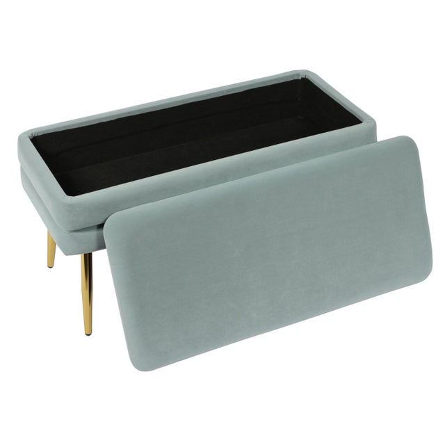 Ziva Sea Blue Velvet Storage Bench Chairish