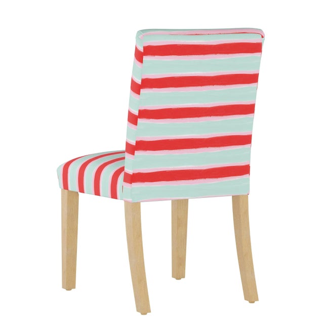 Contemporary Megan Dining Chair in Mint Brush Stripe For Sale - Image 3 of 7