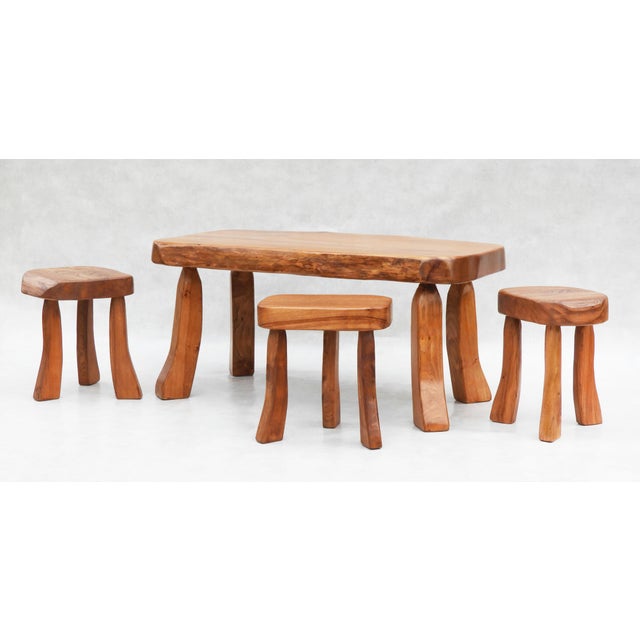 French Elm Tripod Stool, 1970s For Sale - Image 10 of 10