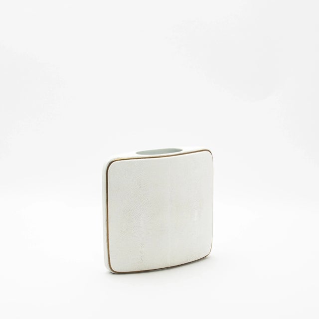 Modern Shagreen Vase With Brass Details by R&y Augousti For Sale - Image 3 of 6