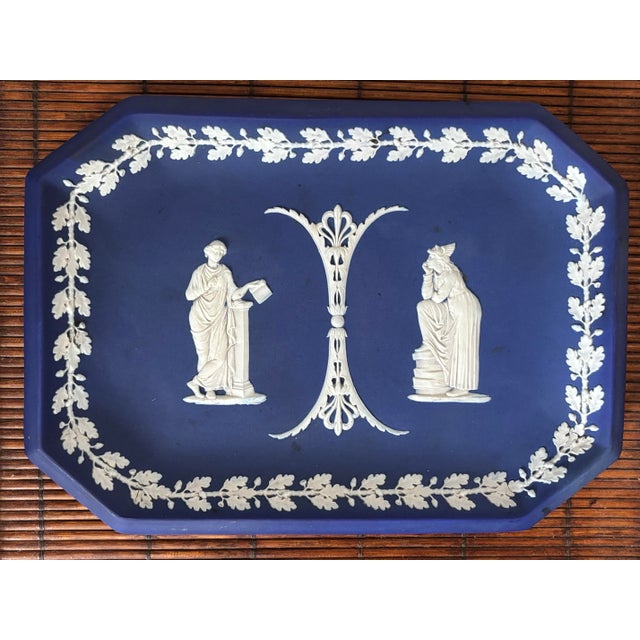 Blue Large Antique Wedgwood Jasperware Blue and White Platter For Sale - Image 8 of 8