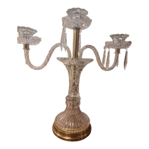 Vintage Glass Candelabra Crystal Clear Mid Century Candle Light Holder