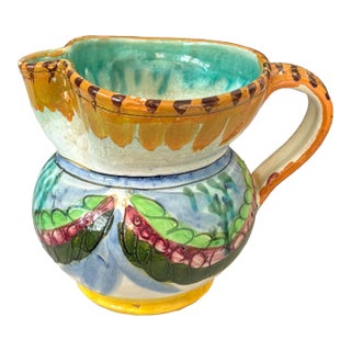 Vintage Italian Hand-Painted Creamer Pitcher For Sale
