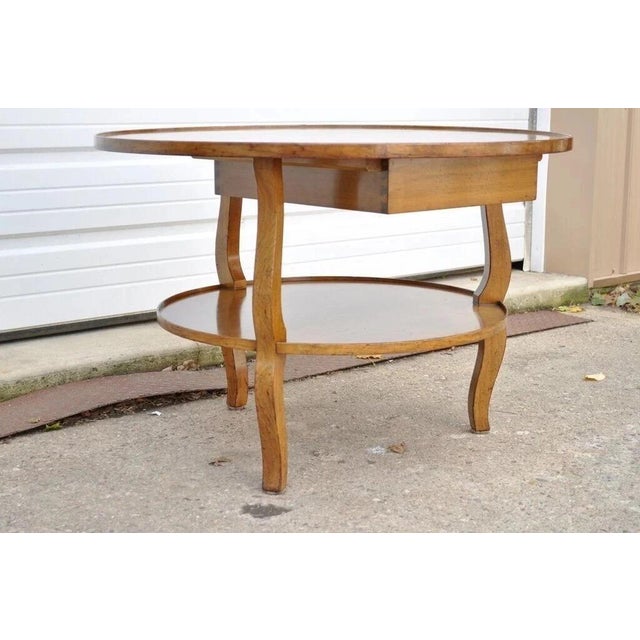 Vintage French Country Provincial Round Cherry Occasional Side Table W/ Drawer For Sale - Image 10 of 11