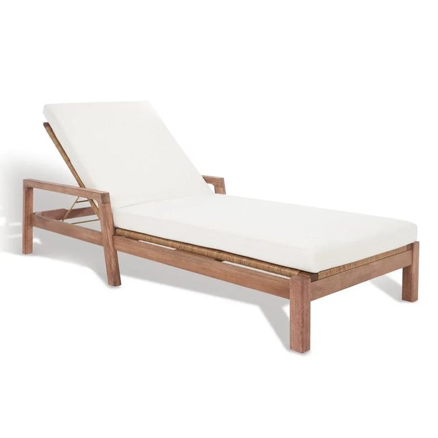 Safavieh Donnamaria Wicker Sun Lounger - Natural/White For Sale - Image 4 of 11