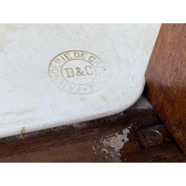 19th Century Antique French Provincial Style Walnut Marble Top Bedside Table. For Sale - Image 9 of 10