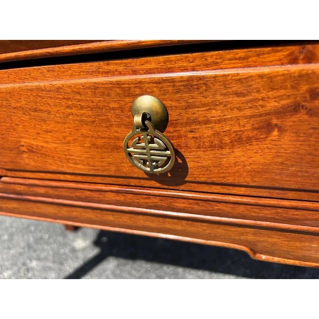 Chinoiserie 1970s Pagoda Altar Two Drawer Desk / Small Console For Sale - Image 3 of 5