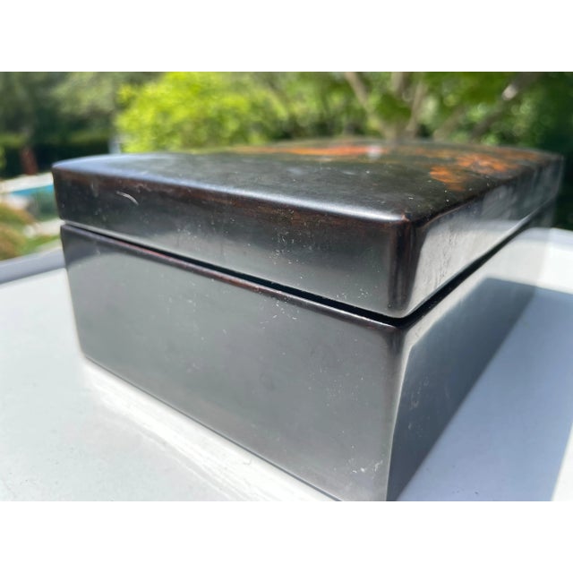 Vietnamese Black and Orange Box in Lacquered Wood For Sale - Image 3 of 7
