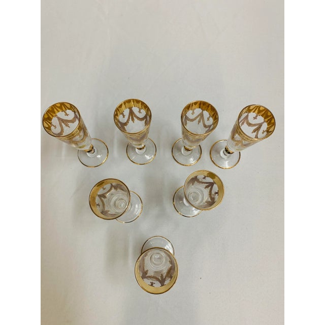 David Orgell Exclusivist 24 Kt Gold Leaf Champagne Flutes - Set of 7 For Sale - Image 9 of 13