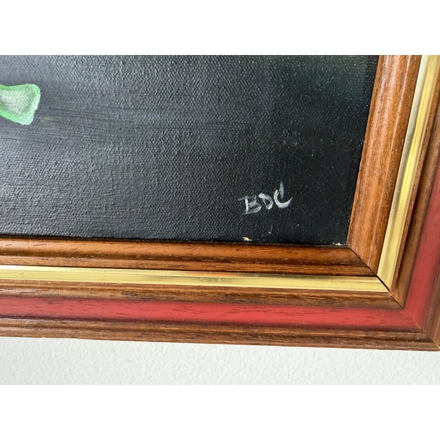 1970s Vintage Surrealist Bird & Tree Oil on Canvas Painting, Framed, Signed b.d.c. For Sale - Image 11 of 12