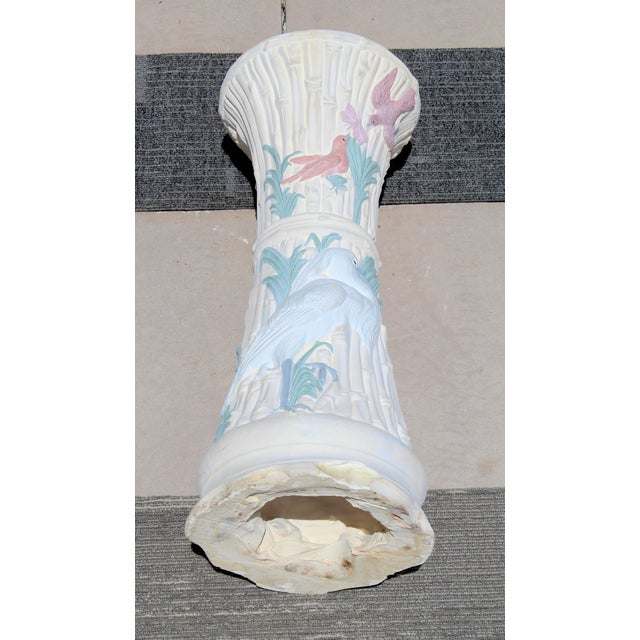 Vintage Coastal Heron Garden Pedestal | Decorative Plant Stand | Cottage & Chinoiserie Accent For Sale - Image 12 of 15