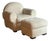Art Deco Shearling Club Chair and Ottoman, 1980s For Sale