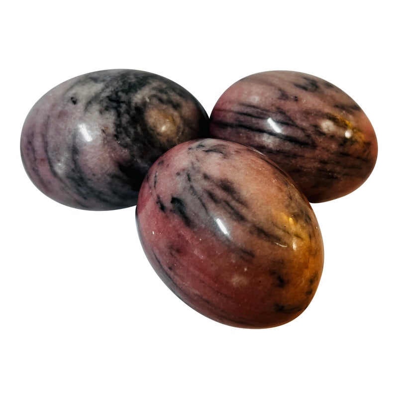 Vintage Pink Marble Eggs - Set Of 3