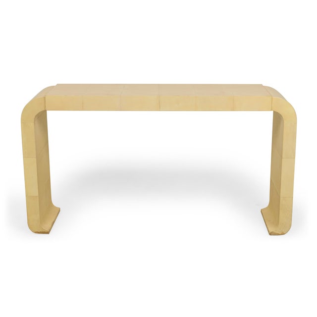 Italian Mid-Century Style Parchment Console Tables - A Pair | Chairish
