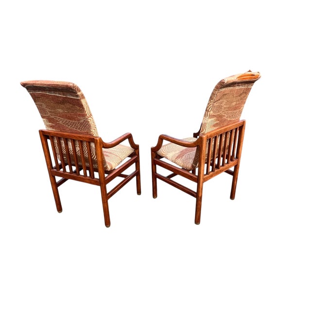 Henredon Campaign Oak Pair Armchairs For Sale - Image 9 of 13