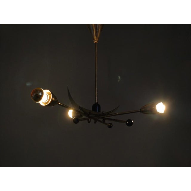 Italian Stilnovo Style Brass Sputnik Chandelier, 1970s For Sale - Image 11 of 12