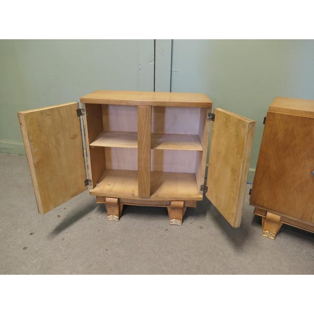 Art Deco Bedside Lockers in Golden Ash, 1920, Set of 2 For Sale - Image 6 of 7